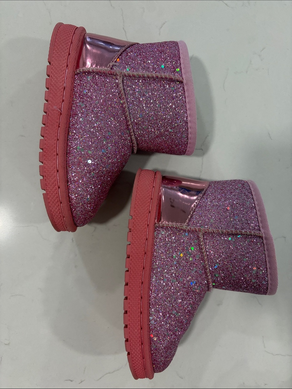 Girls' Pink Glitter Winter Boots - Brand